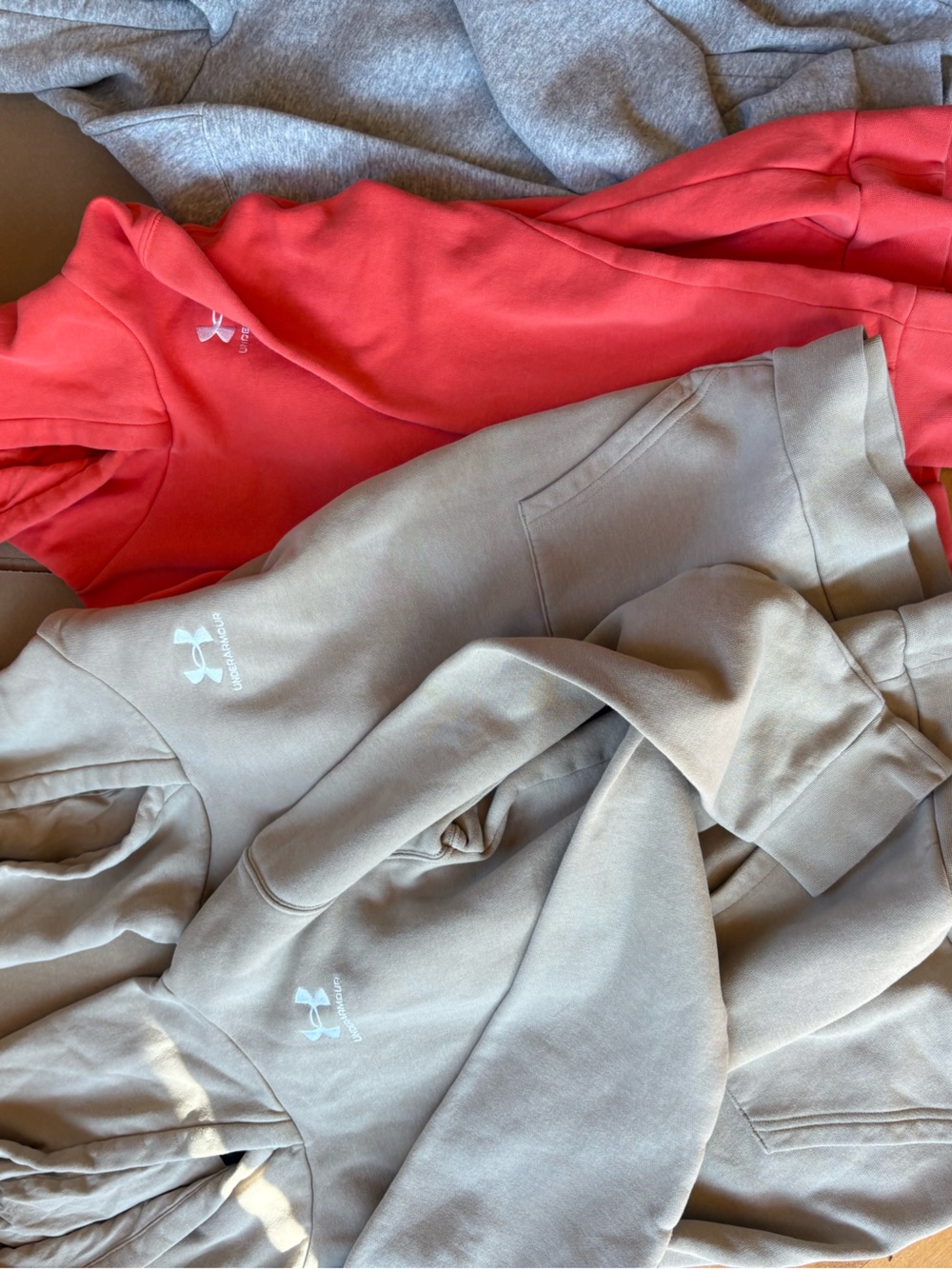 Under Armour Kids' Hoodie - Coral and Tan and gray